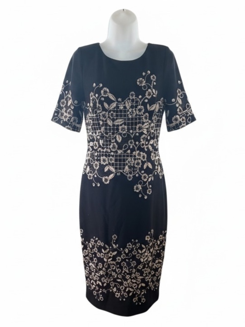 Adrianna Papell Floral Embroidered Dress Size 6